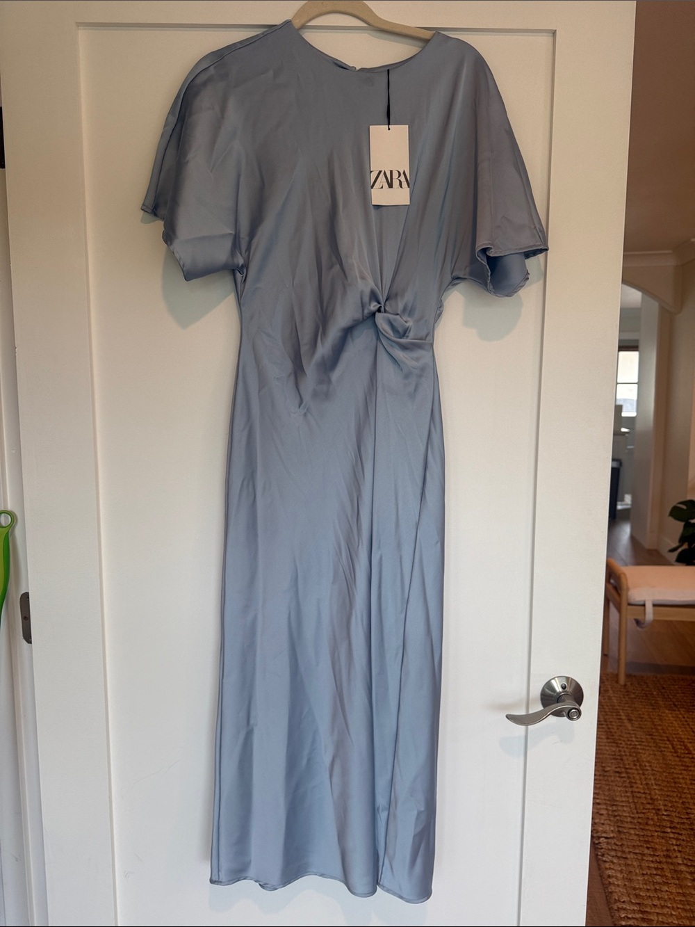 Zara Sky Blue Twist-Detail Maxi Dress